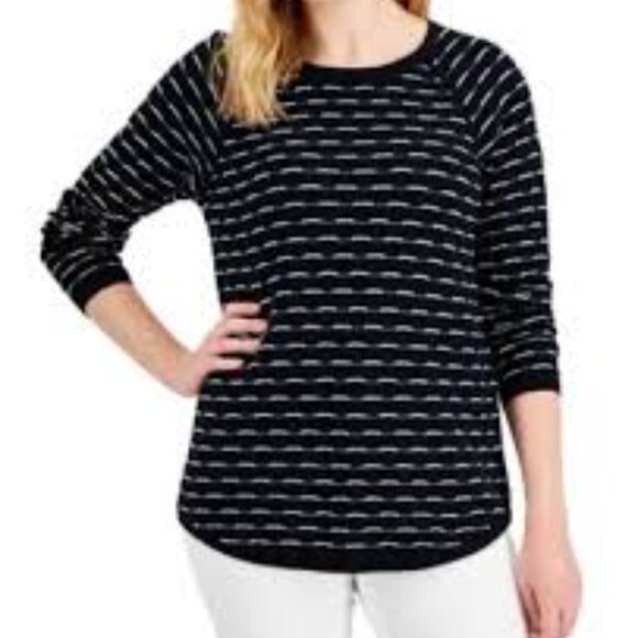 Karen Scott Women's Cotton Tuck-Stitch Sweater - Picture 1 of 5